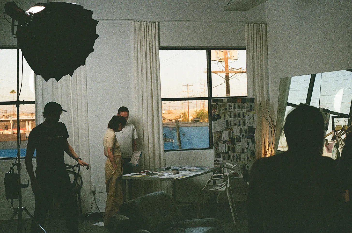 Prepping the shot for the LA sunset through the window