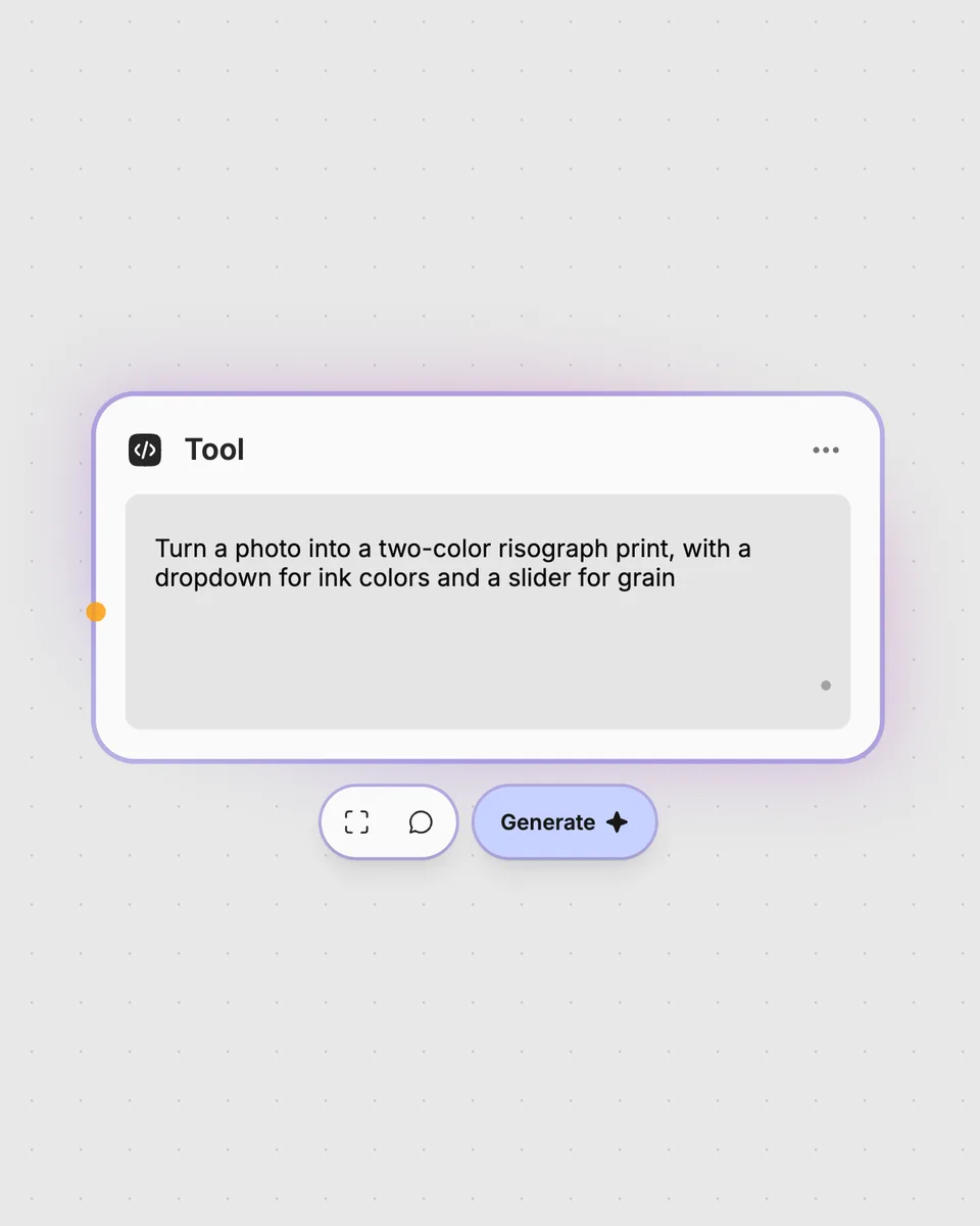 A Tool node with a description of the tool to build